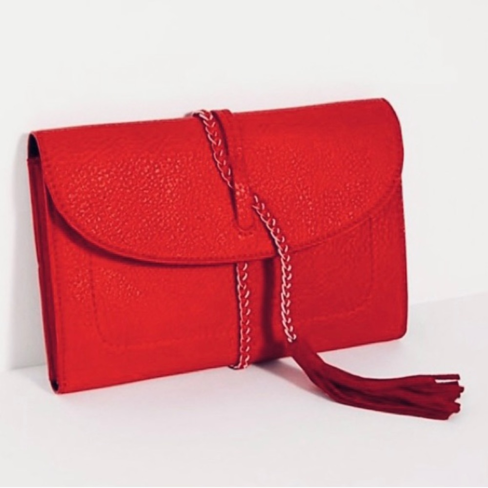 NWT Free People Red Leather Crossbody Purse